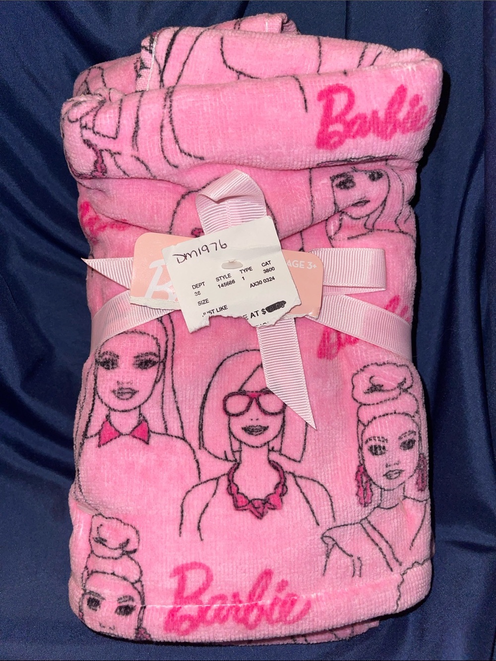 Barbie Set of 2 Pink Hand Towels with Barbie Decor